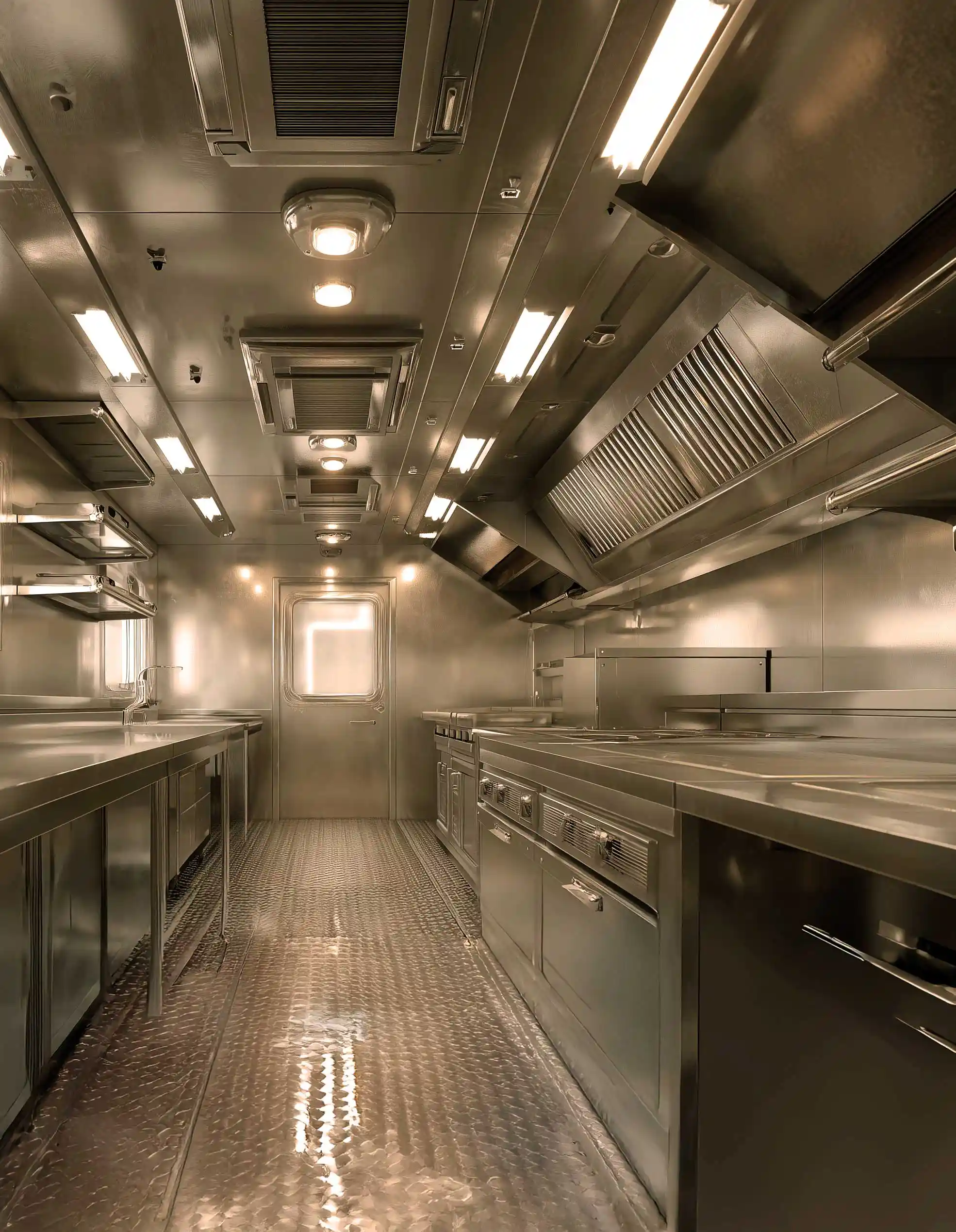 Interno cucina mobile in affitto, noleggio cucina sul furgone patente C, cucina container per fiere, feste, manifestazioni